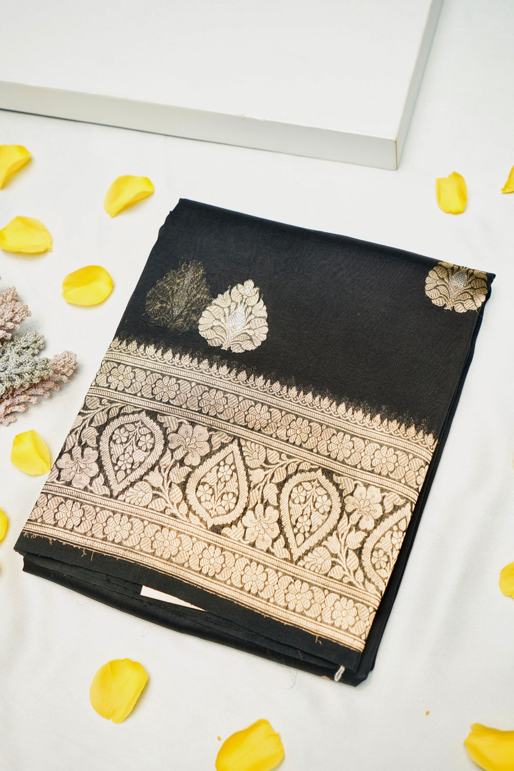 Handwoven Black Banarasi Organza Saree
