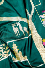 Handwoven Dark Green Meenakari Banarasi Katan Silk Saree
