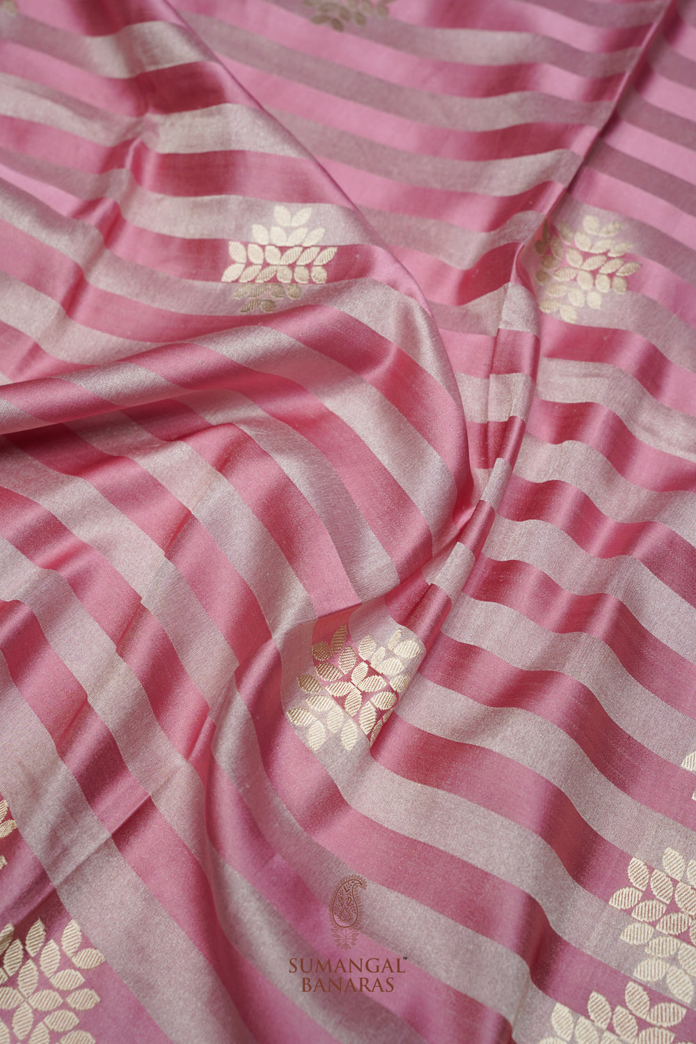 Handwoven Onion Pink Banarasi Mashru Silk Saree