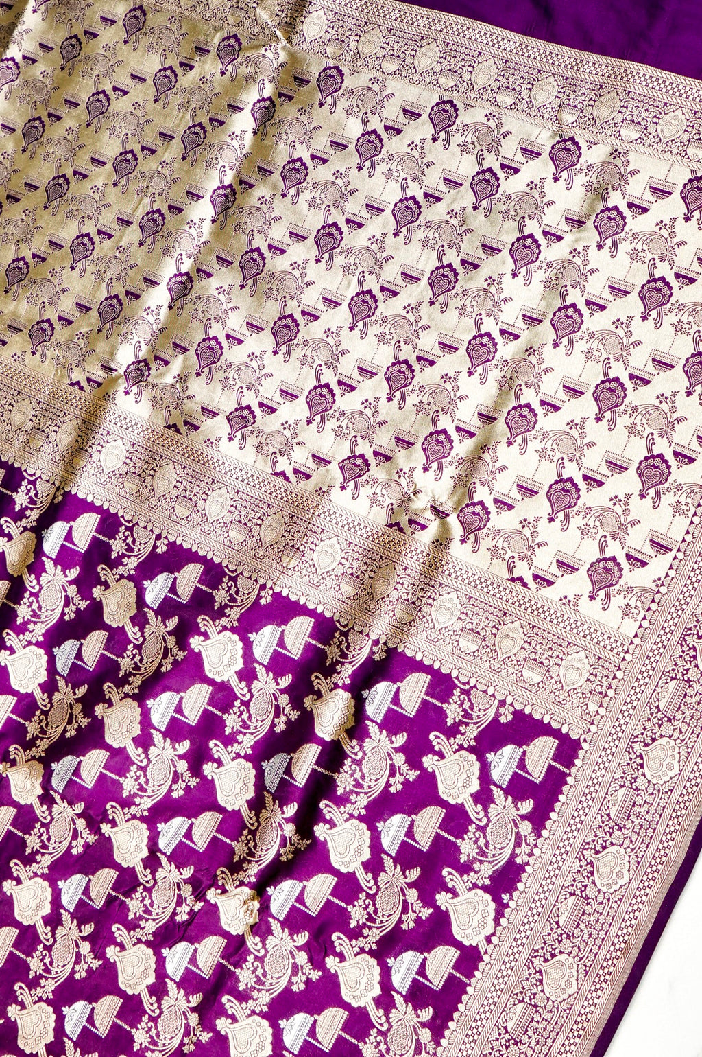 Handwoven Purple Banarasi Katan Silk Saree