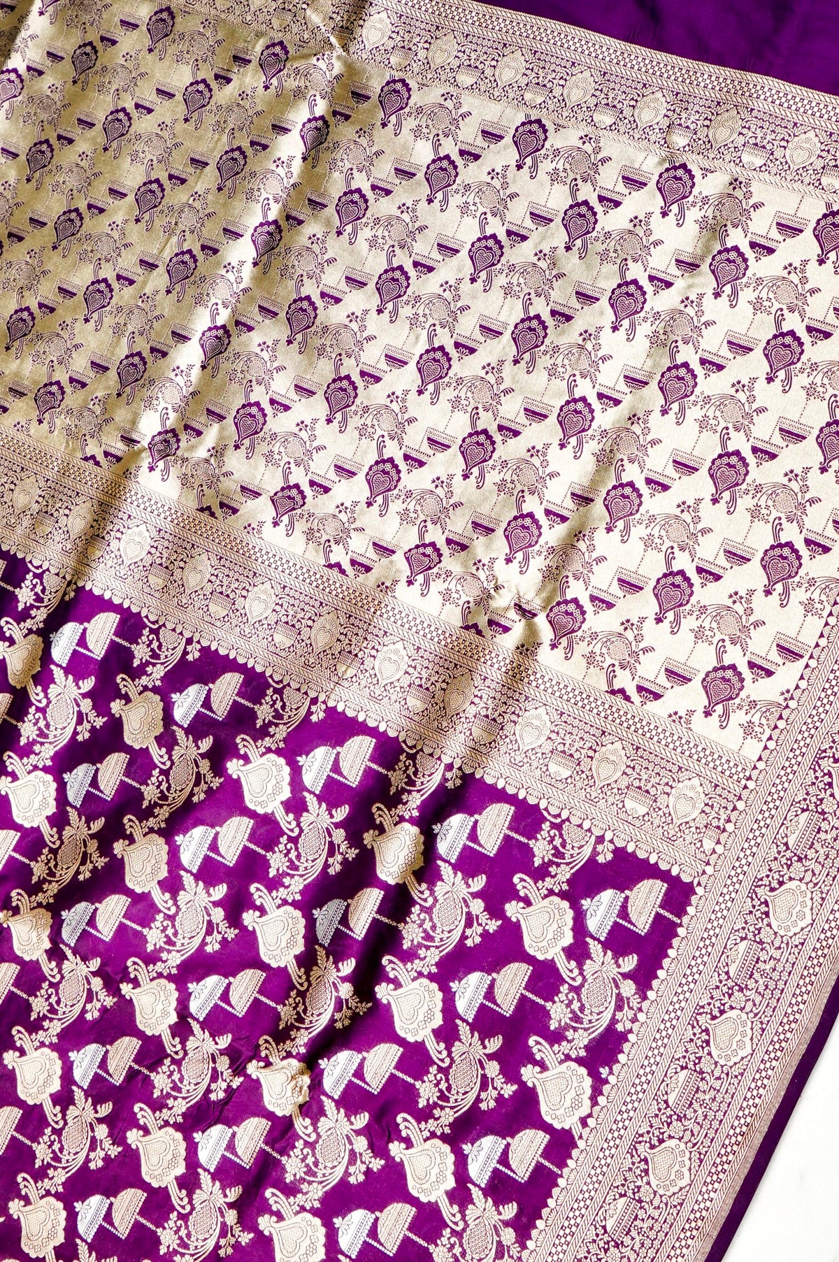 Handwoven Purple Banarasi Katan Silk Saree