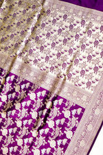 Handwoven Purple Banarasi Katan Silk Saree