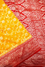 Handwoven Yellow Banarasi Khaddi Georgette Saree