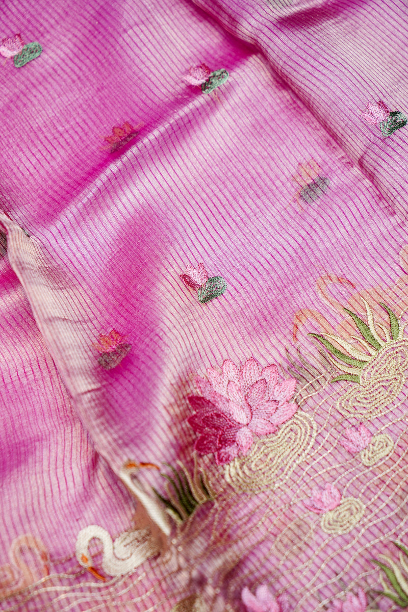 Designer Lavender Pink Tissue Silk  Suit