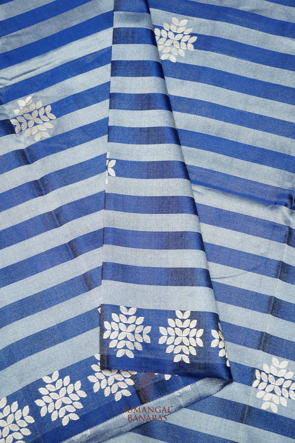 Handwoven Blue Banarasi Mashru Silk Saree