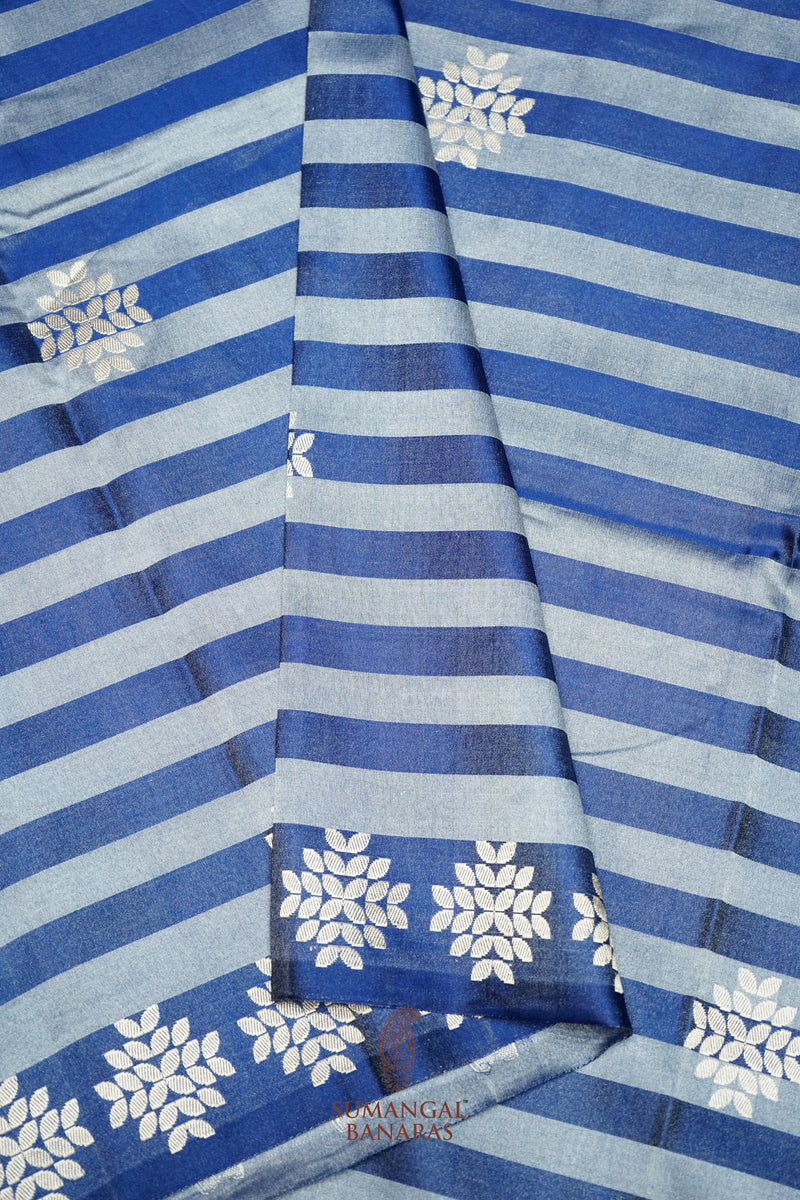 Handwoven Blue Banarasi Mashru Silk Saree
