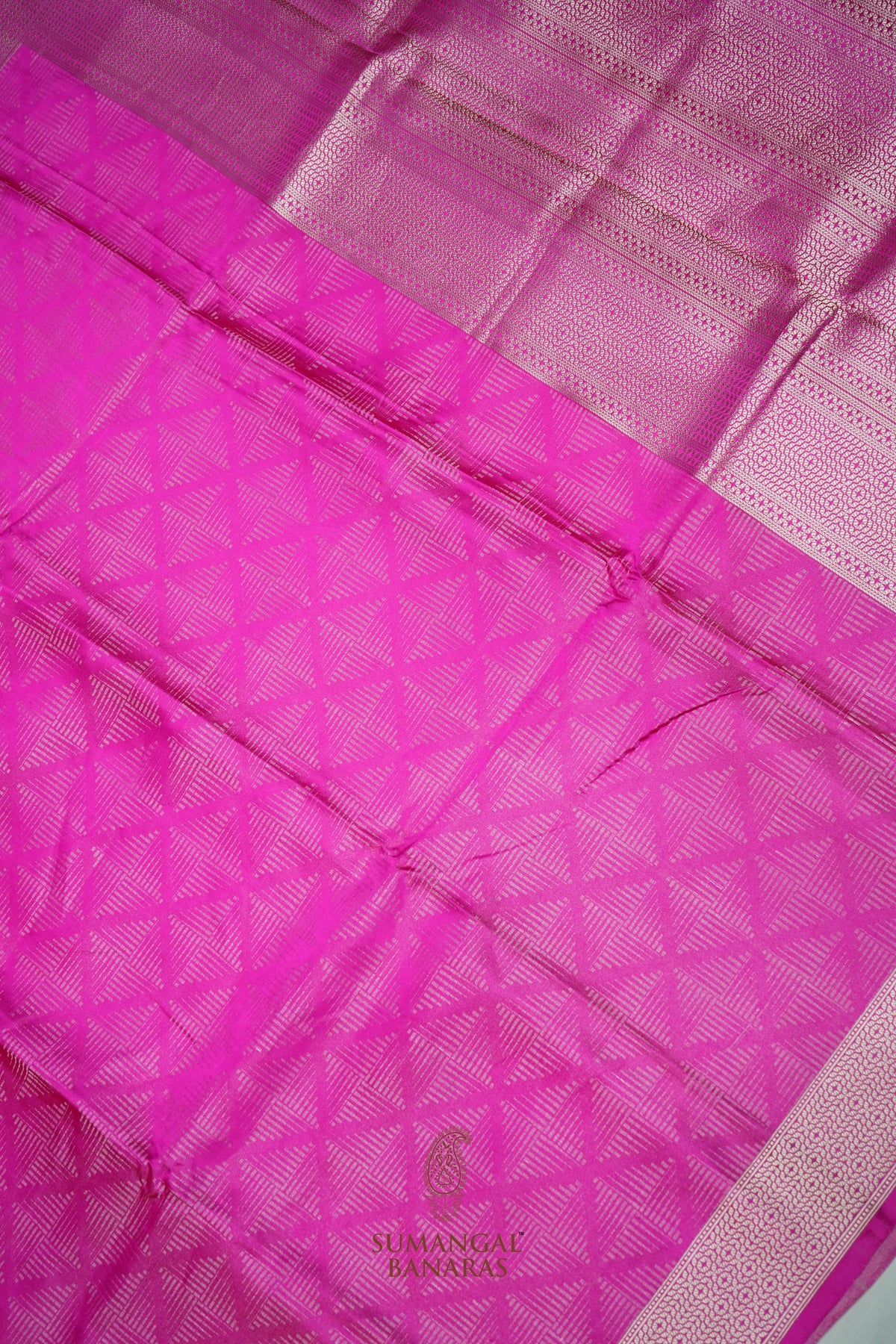Handwoven Rani Pink Banarasi Mashru Silk Saree