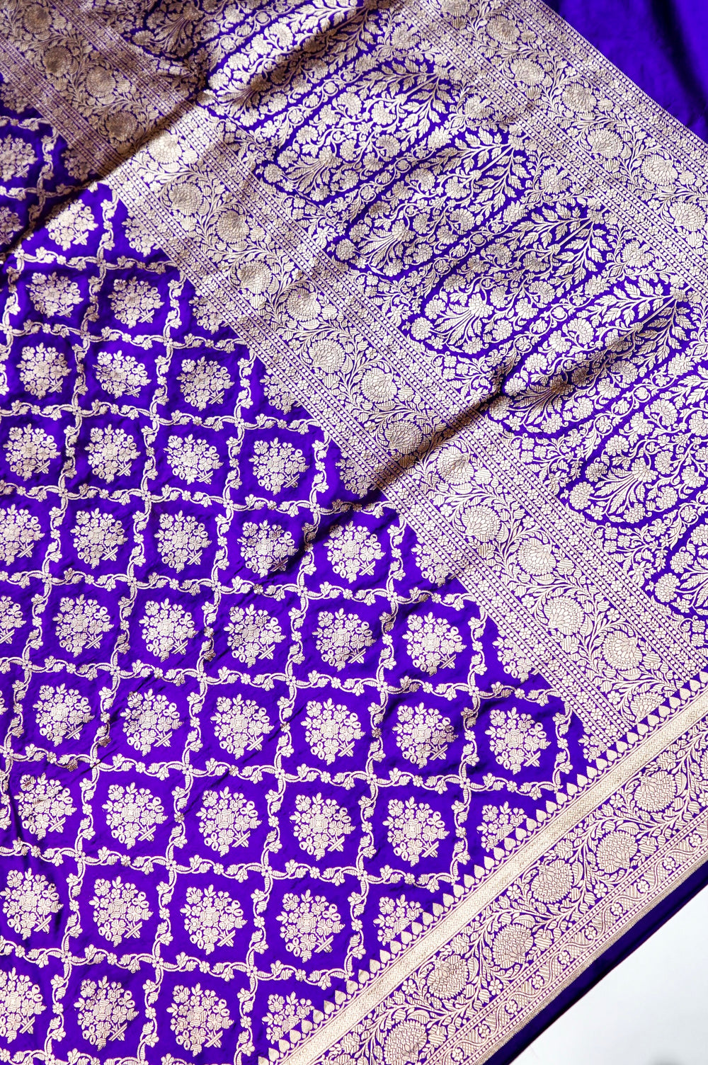 Handwoven Purple Kadhwa Banarasi Katan Silk Saree
