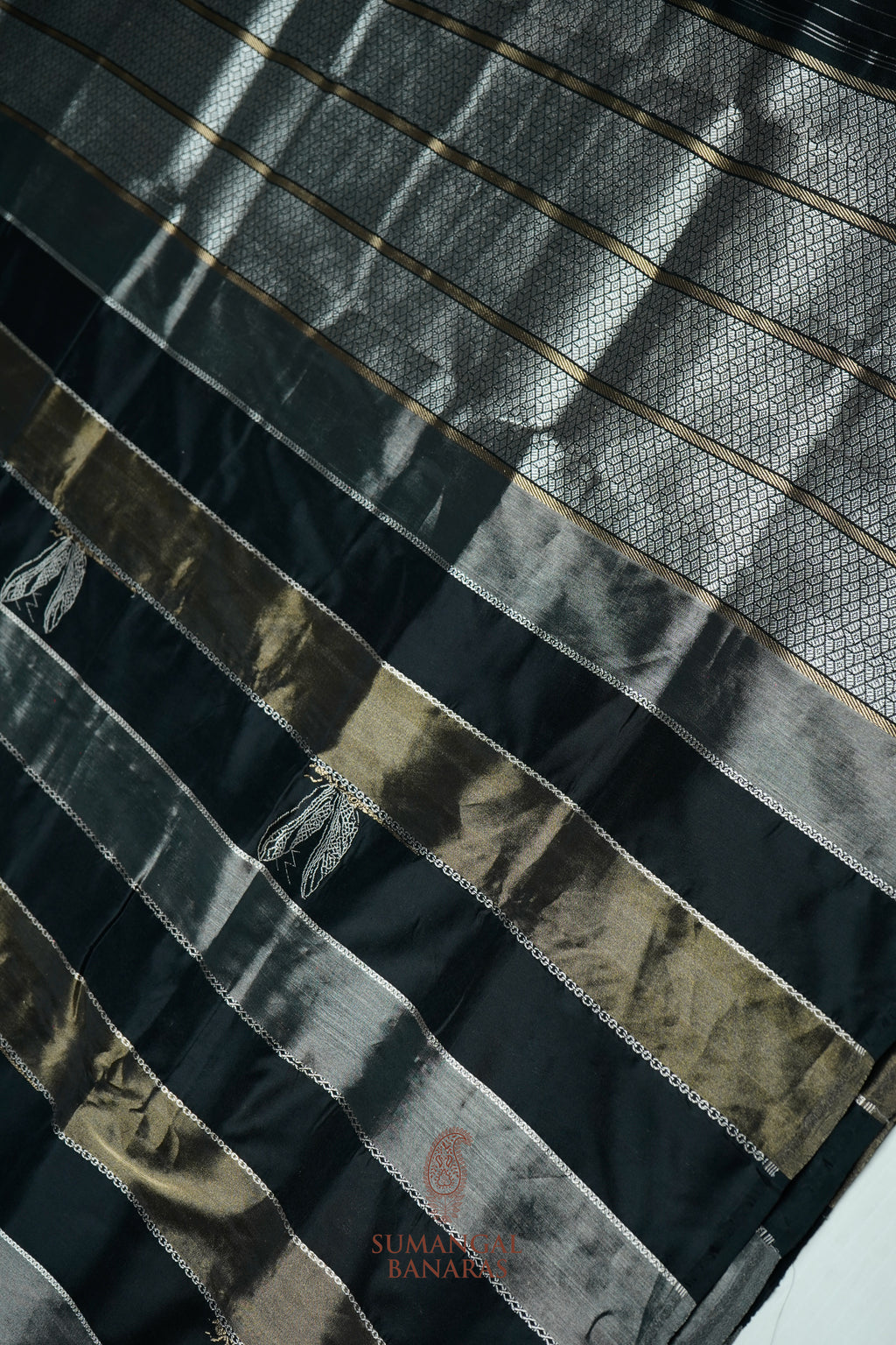 Handwoven Black Banarasi Tissue Katan Silk Saree