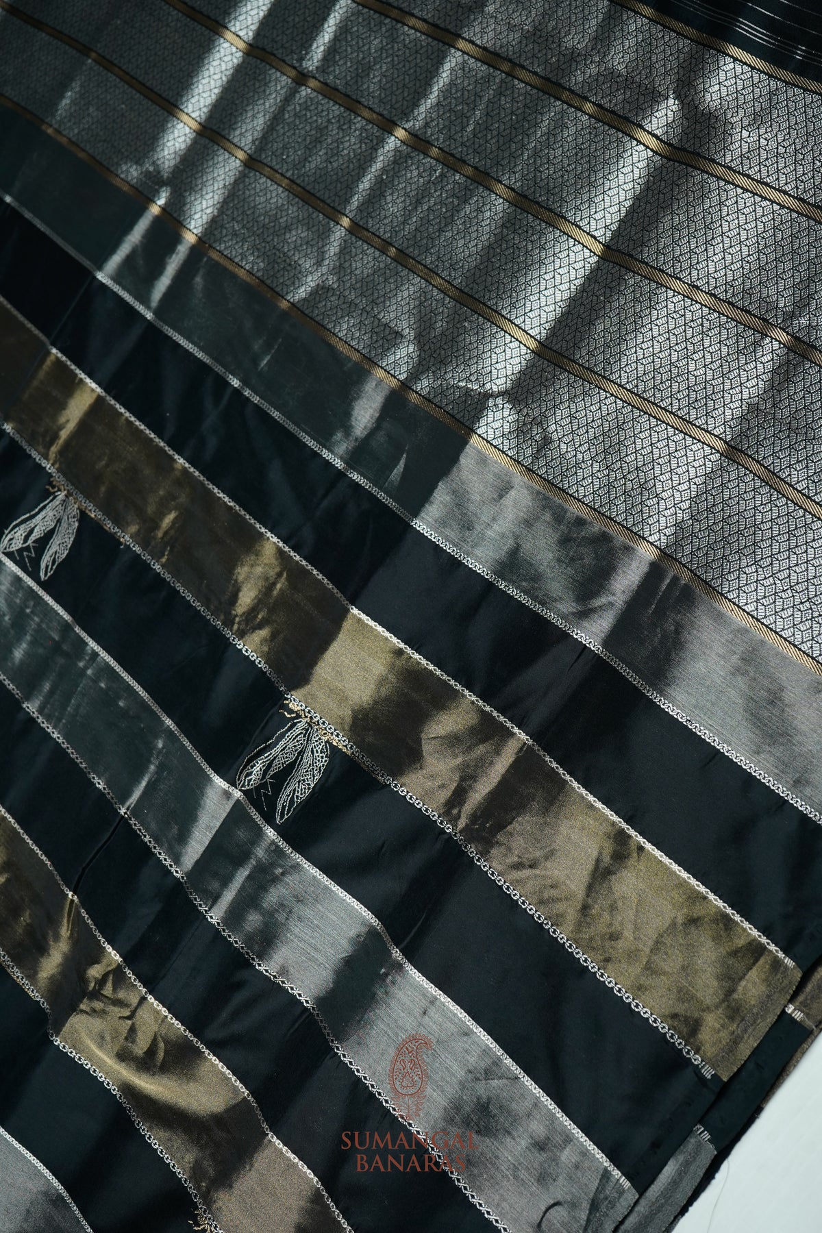 Handwoven Black Banarasi Tissue Katan Silk Saree