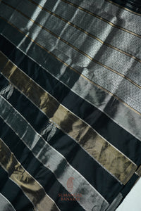 Handwoven Black Banarasi Tissue Katan Silk Saree