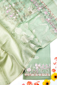 Designer Sea Green Organza Silk Suit