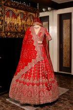 Designer Red Raw Silk Bridal Lehenga