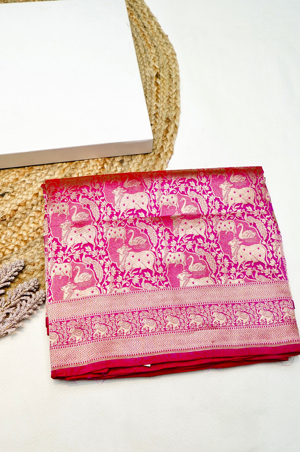 Handwoven Pink Banarasi Katan Silk Saree