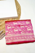 Handwoven Pink Banarasi Katan Silk Saree