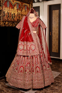 Designer Red Raw Silk Bridal Lehenga