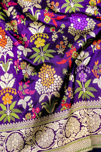 Handwoven Purple Meenakari Kadhwa Banarasi Katan Silk Saree