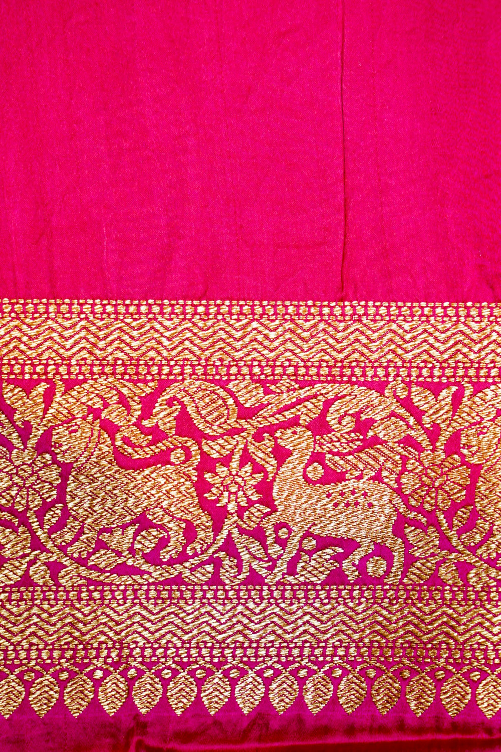 Handwoven Rani Pink Motif Banarasi Mashru Silk Saree