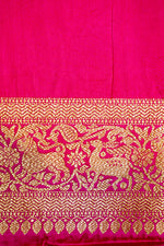Handwoven Rani Pink Motif Banarasi Mashru Silk Saree