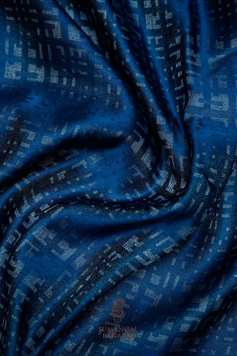 Handwoven Teal Blue Banarasi Katan Soft Silk Saree