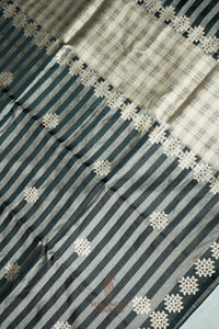 Handwoven Black Banarasi Mashru Silk Saree