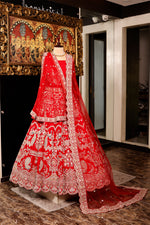 Designer Red Raw Silk Bridal Lehenga