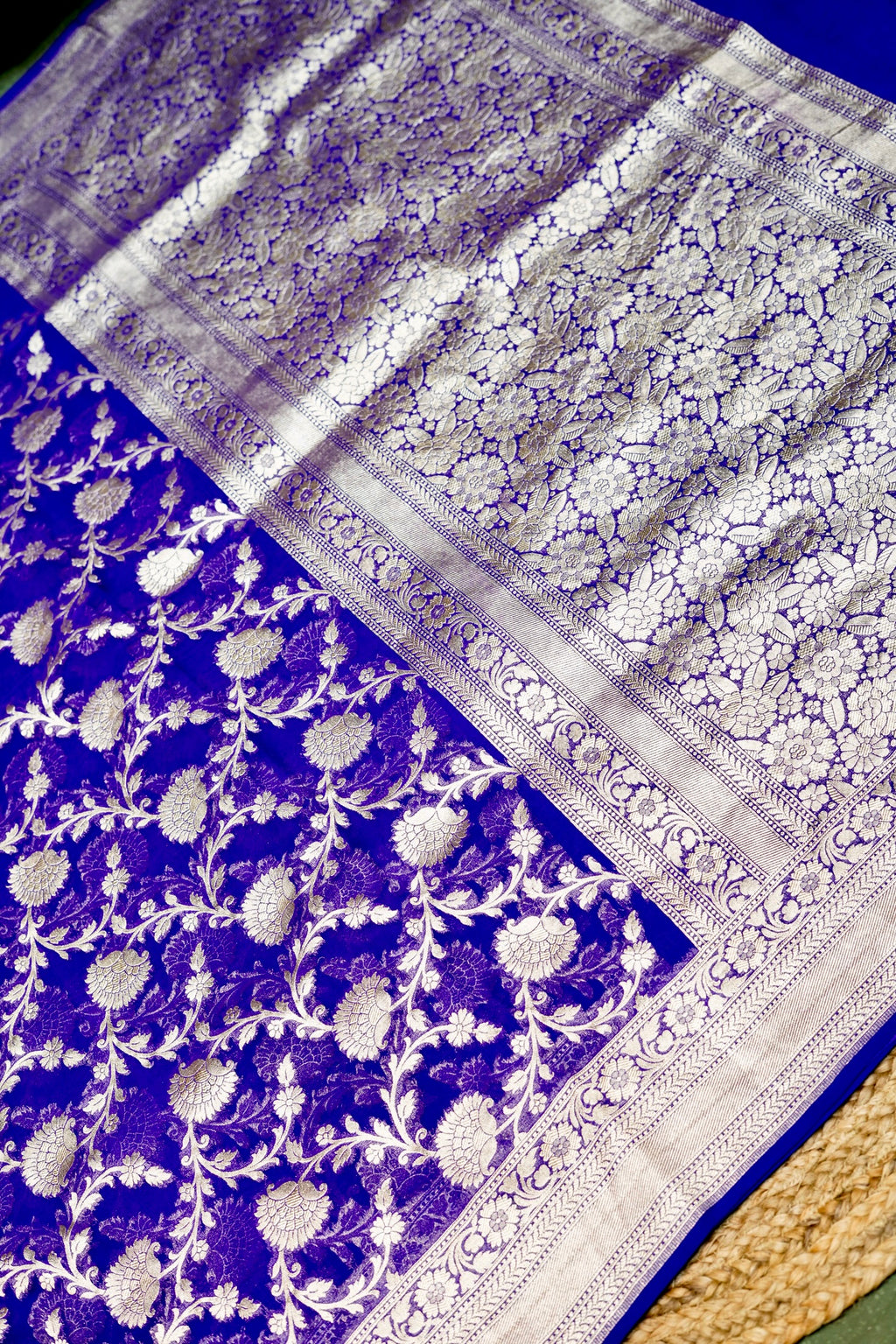 Handwoven Purple Banarasi Khaddi Georgette Saree