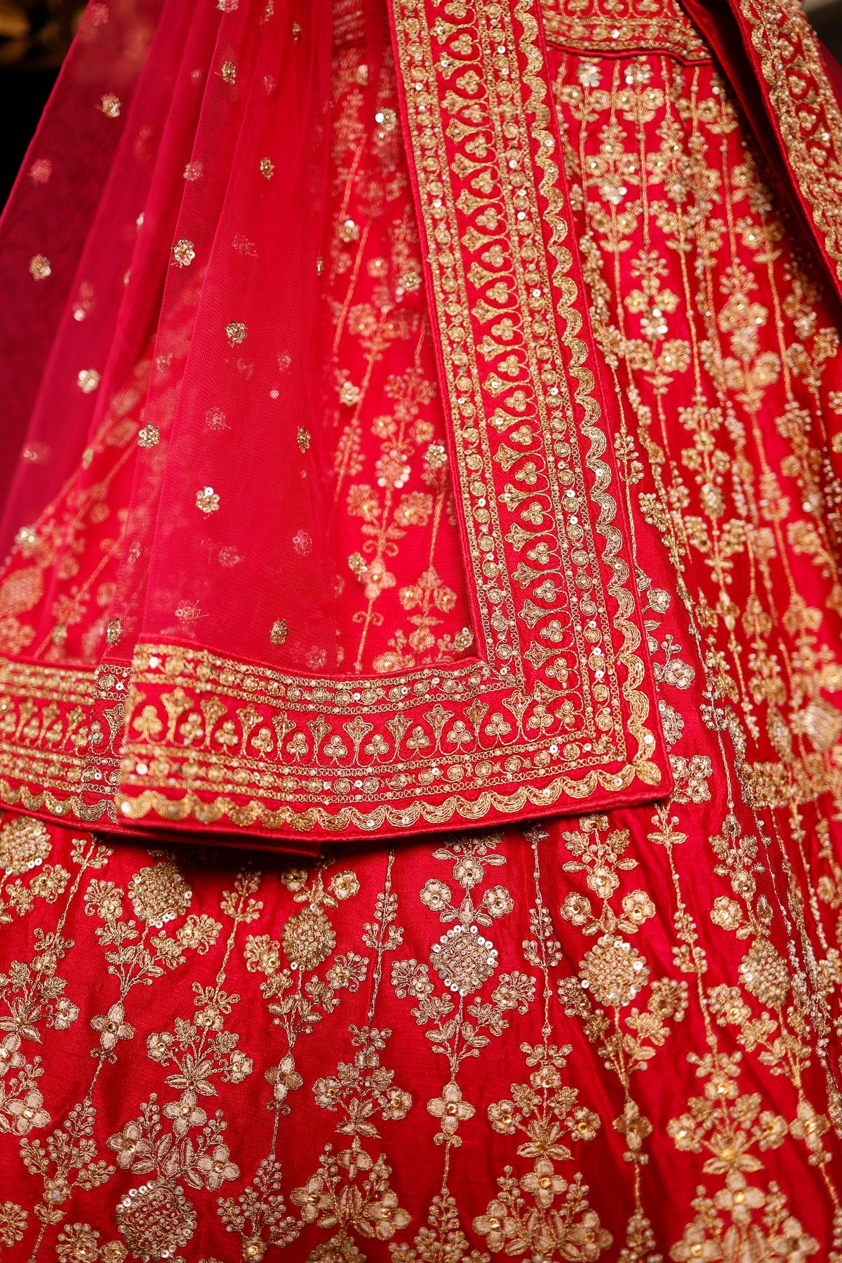 Designer Rani Pink Raw Silk Bridal Lehenga