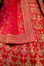Designer Rani Pink Raw Silk Bridal Lehenga