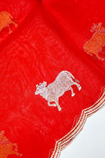 Designer Red Organza Silk Suit