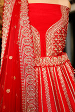 Designer Red Raw Silk Bridal Lehenga