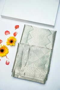 Handwoven Mint Green Banarasi Tissue Silk Saree