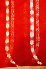 Handwoven Brick Red Banarasi Organza Saree