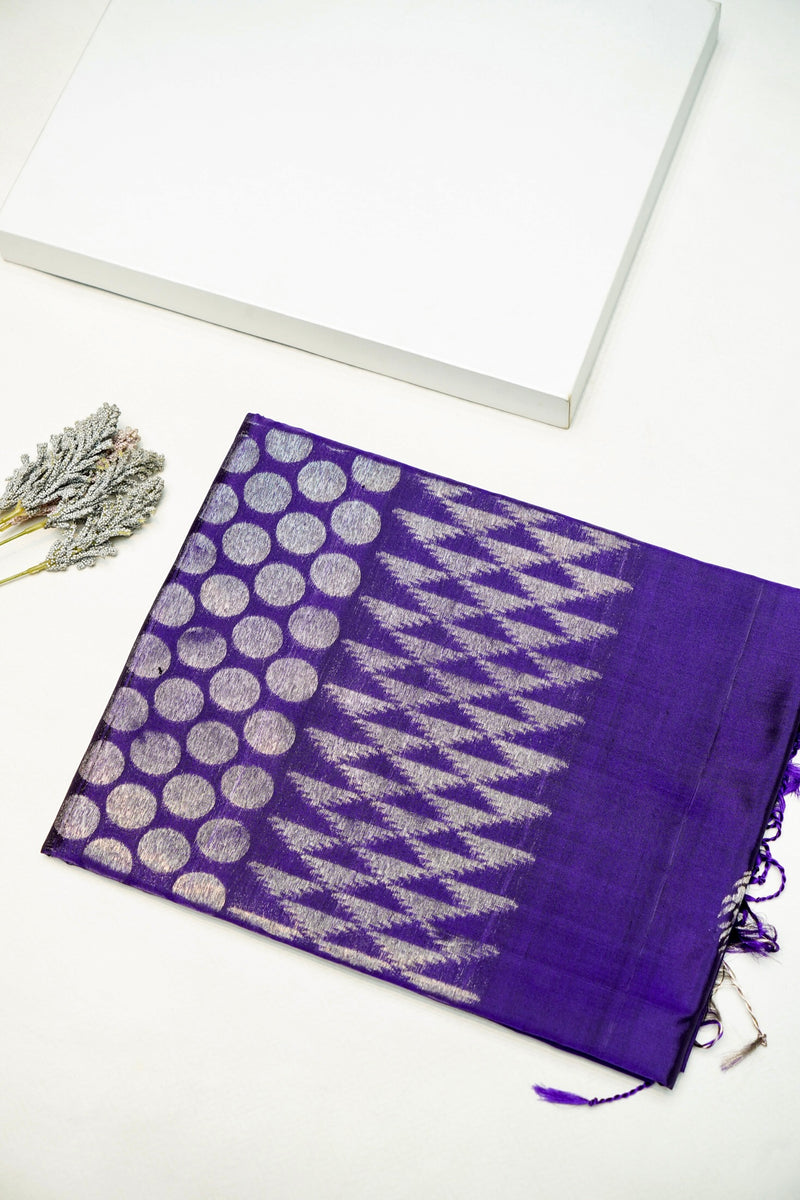 Handwoven Purple Banarasi Soft Silk Saree
