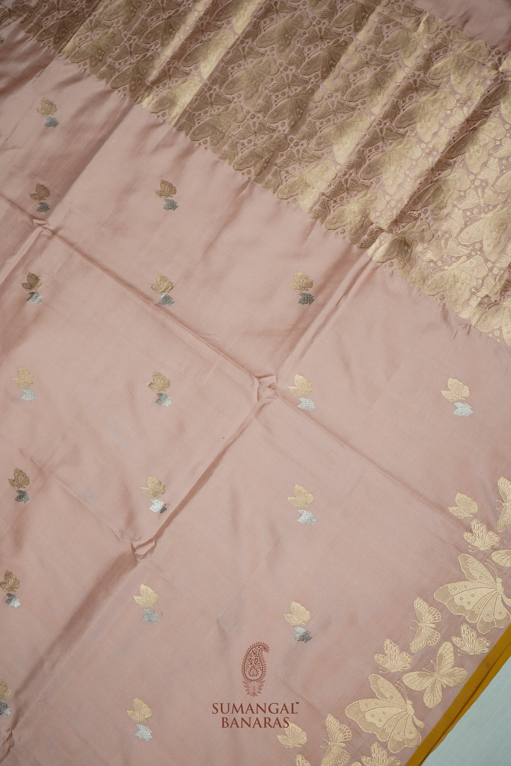 Handwoven Peach Banarasi Katan Silk Saree