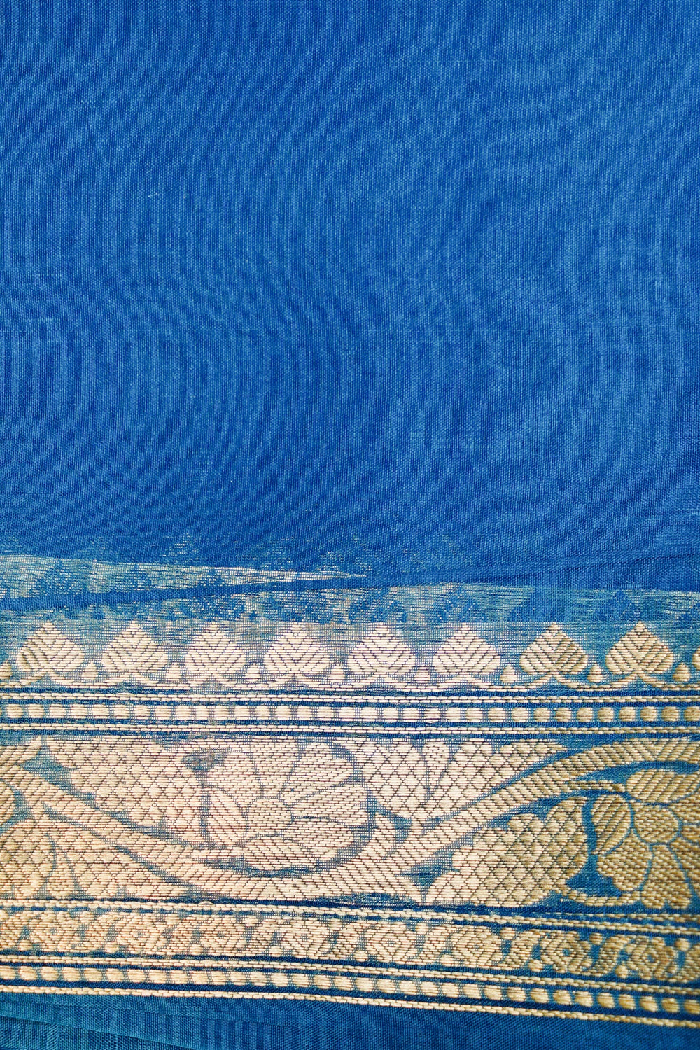 Handwoven Peacock Blue Banarasi Organza Saree