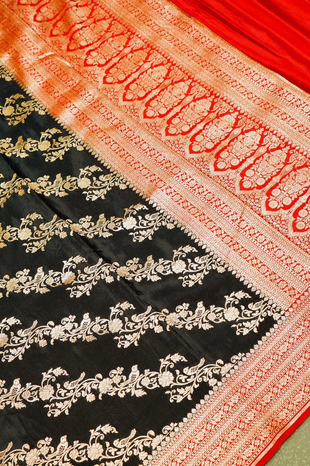Handwoven Black Banarasi Crepe Silk Saree
