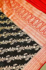 Handwoven Black Banarasi Crepe Silk Saree