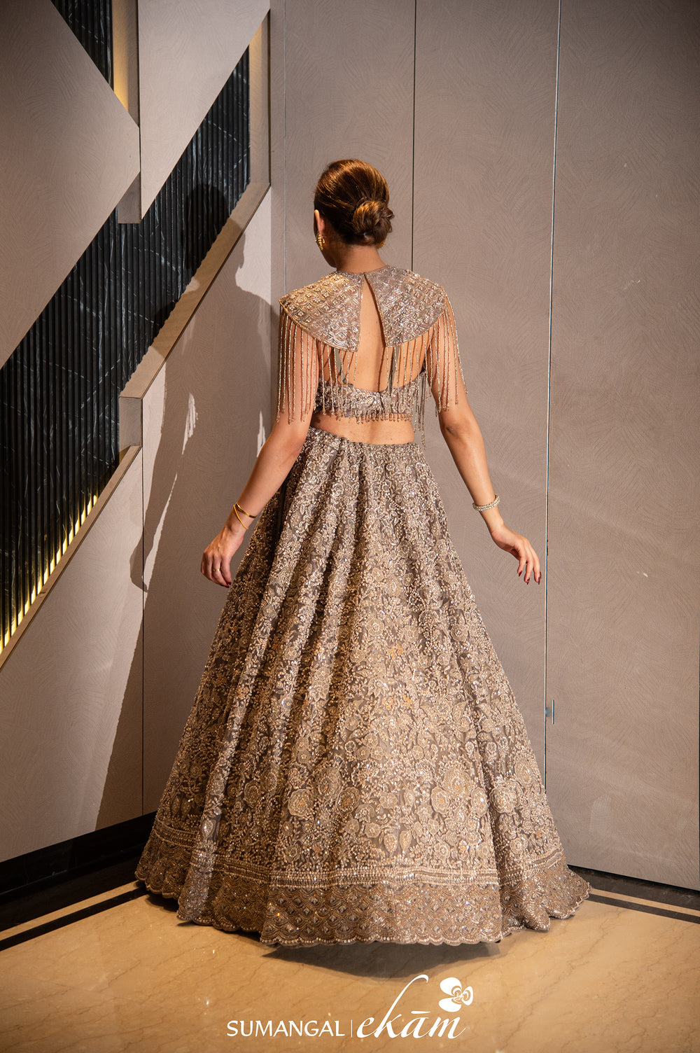 Designer Grey Net Party Wear Lehenga