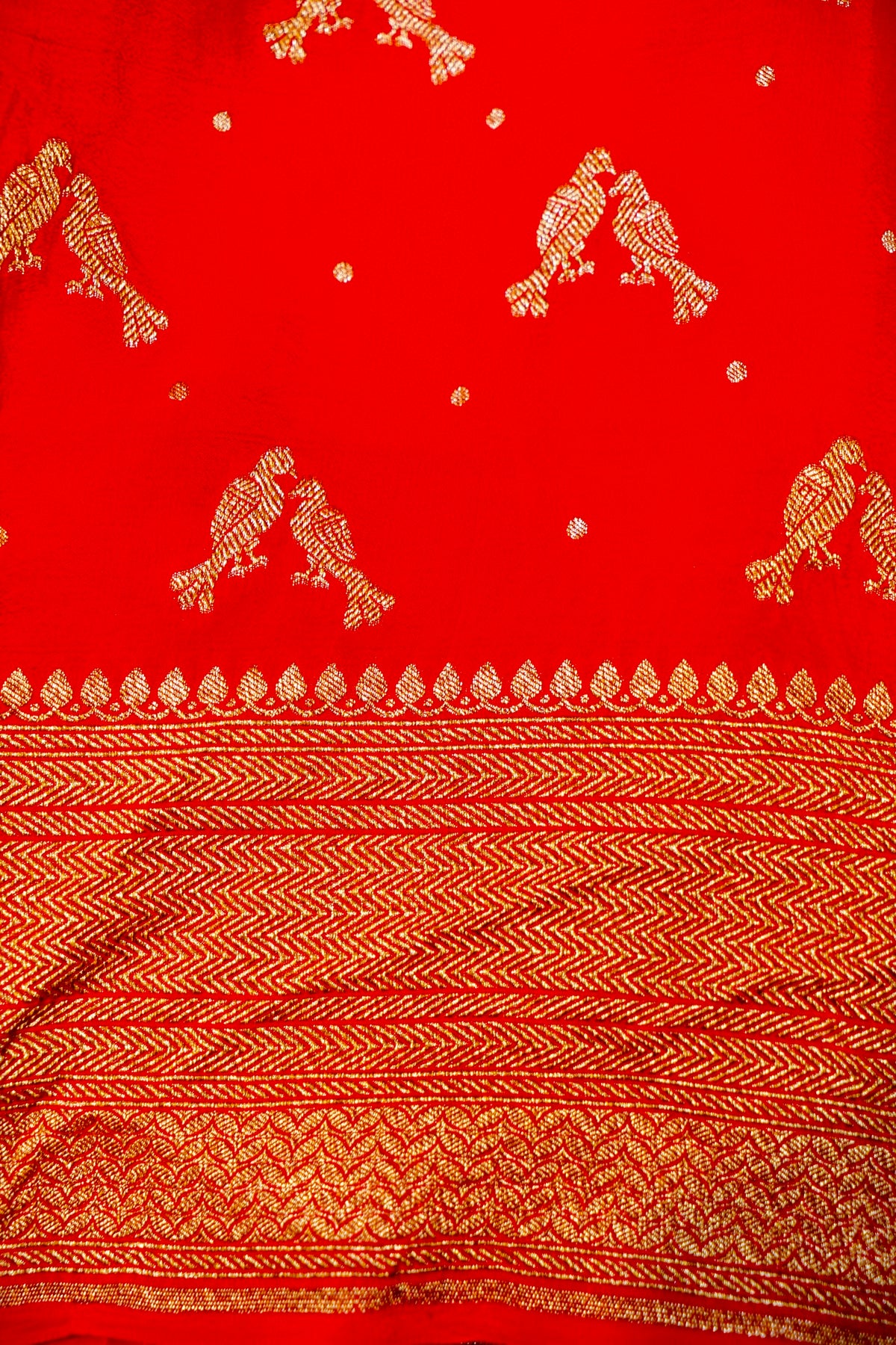 Handwoven Red Banarasi Crepe Khaddi Silk Saree