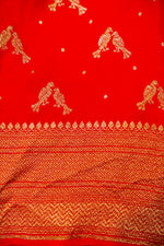 Handwoven Red Banarasi Crepe Khaddi Silk Saree