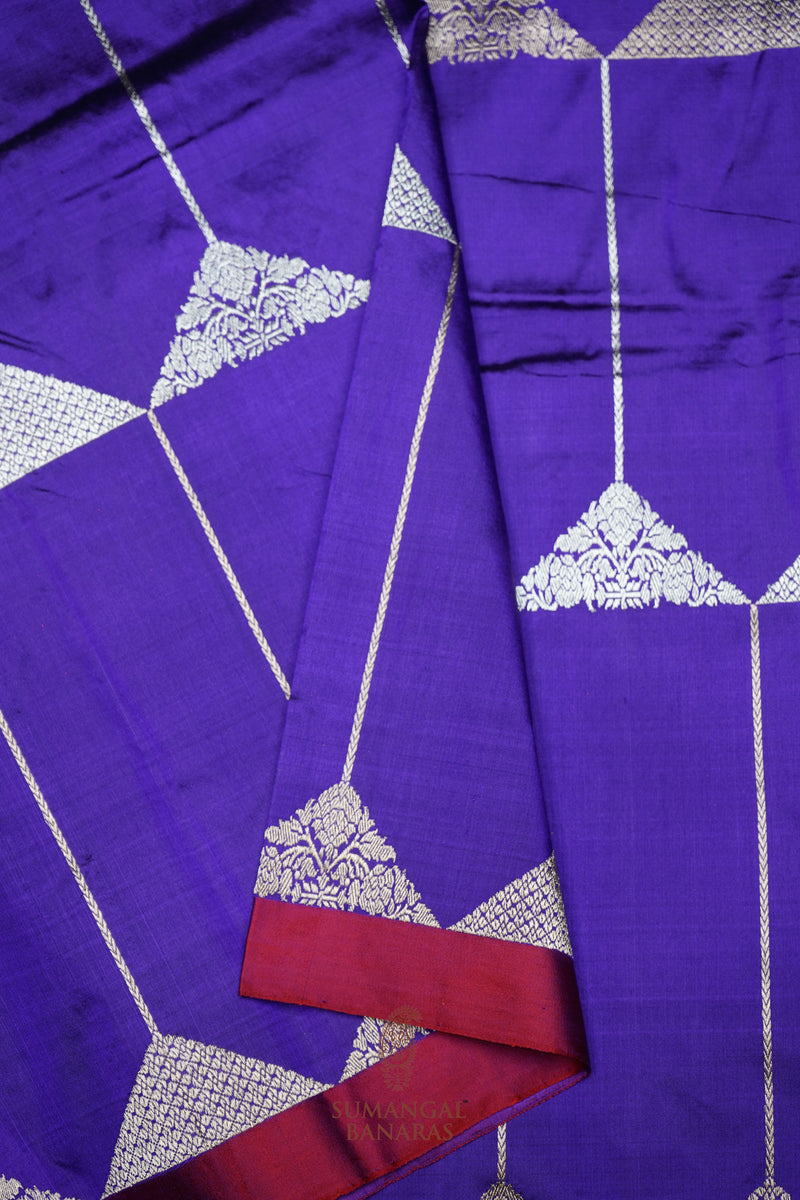 Handwoven Purple Banarasi Katan Silk Saree