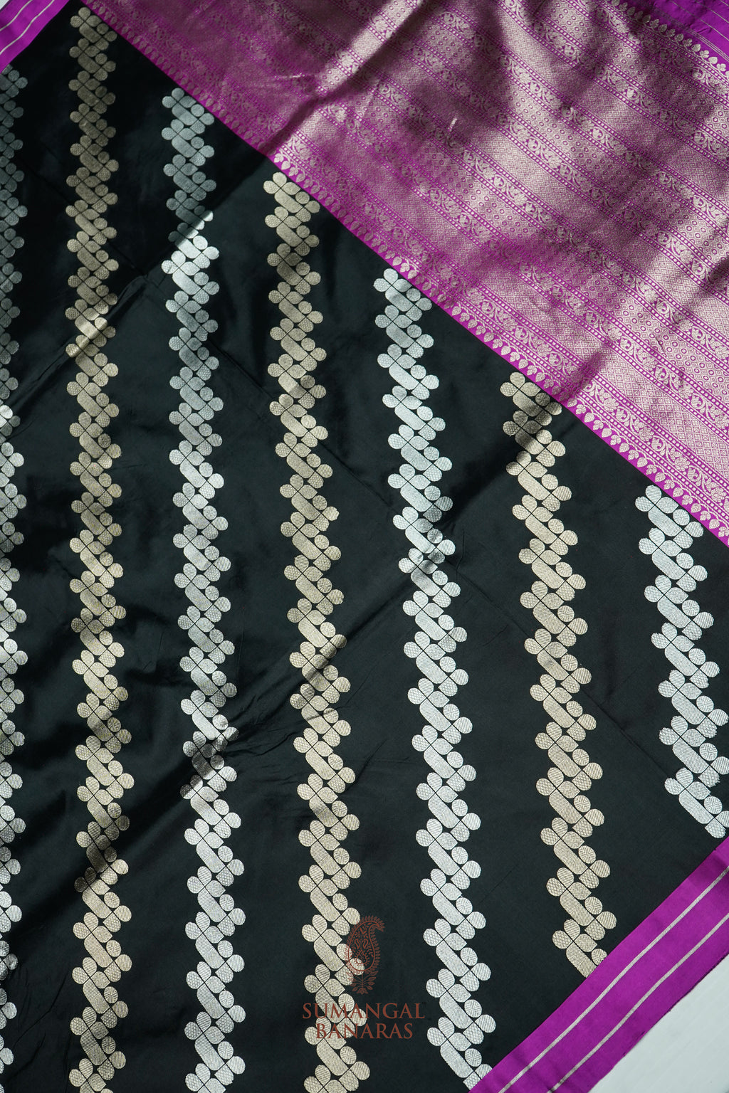 Handwoven Black Banarasi Katan Silk Saree