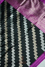 Handwoven Black Banarasi Katan Silk Saree