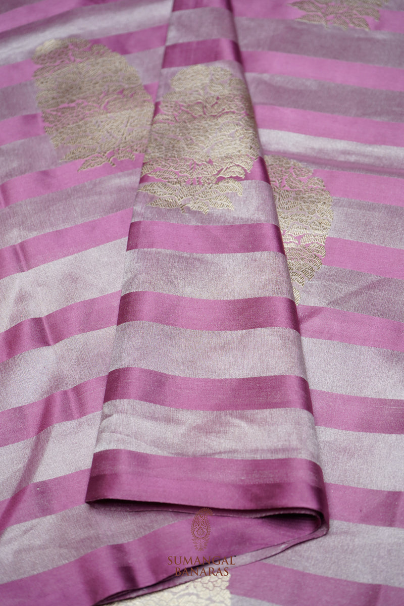 Handwoven Onion Pink Banarasi Mashru Silk Saree