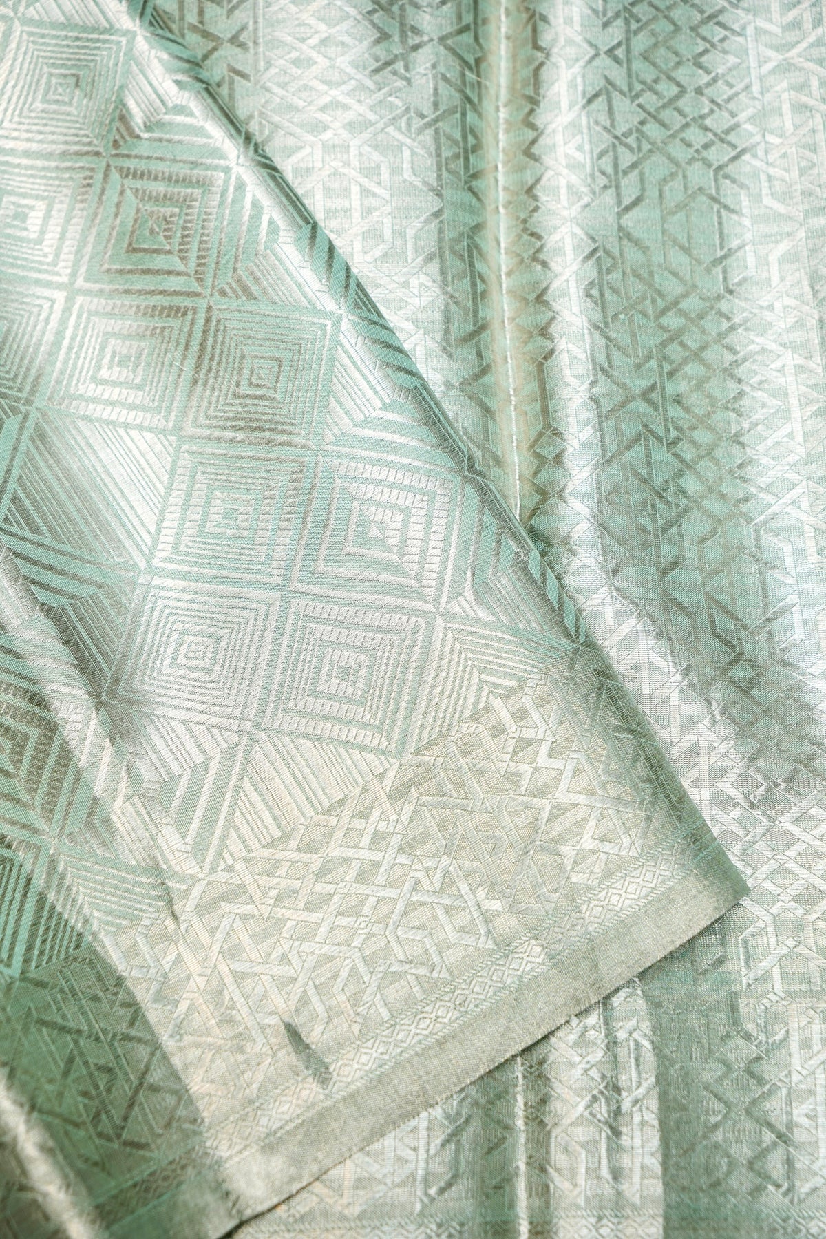 Handwoven Mint Green Banarasi Tissue Silk Saree