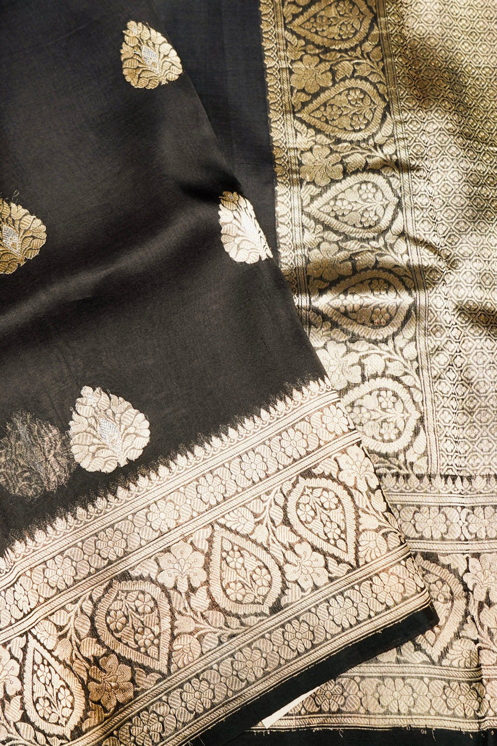 Handwoven Black Banarasi Organza Saree