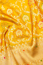 Handwoven Yellow Meenakari Banarasi Katan Silk Saree