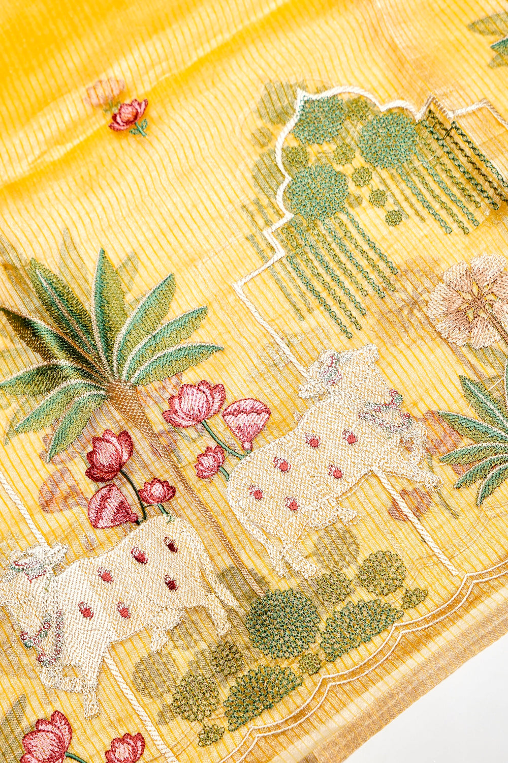 Designer Golden yellow Tissue Silk Suit