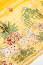 Designer Golden yellow Tissue Silk Suit